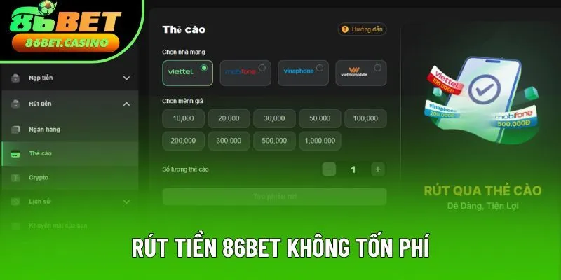 Rút tiền 86bet an toàn và tiện lợi Rút tiền 86bet an toàn và tiện lợi